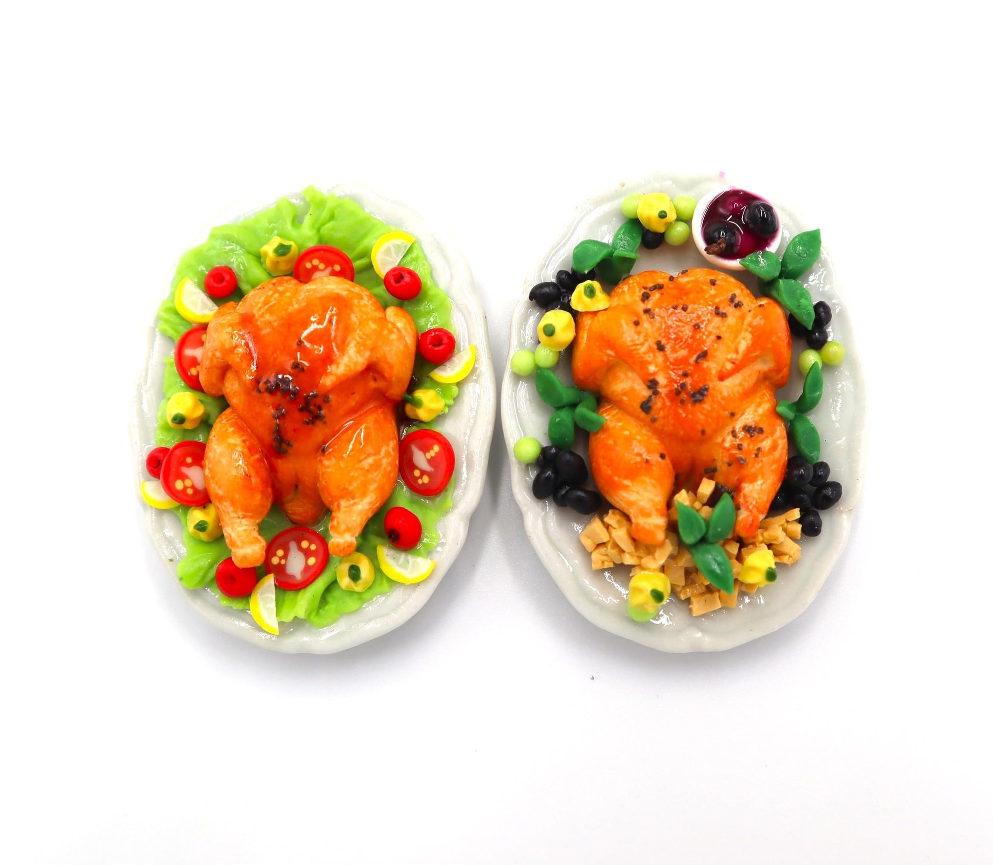 Dollhouse Miniature Roasted Turkey Food Set (2pcs) - Realistic Tiny Food Accessories for Dollhouse Collectibles