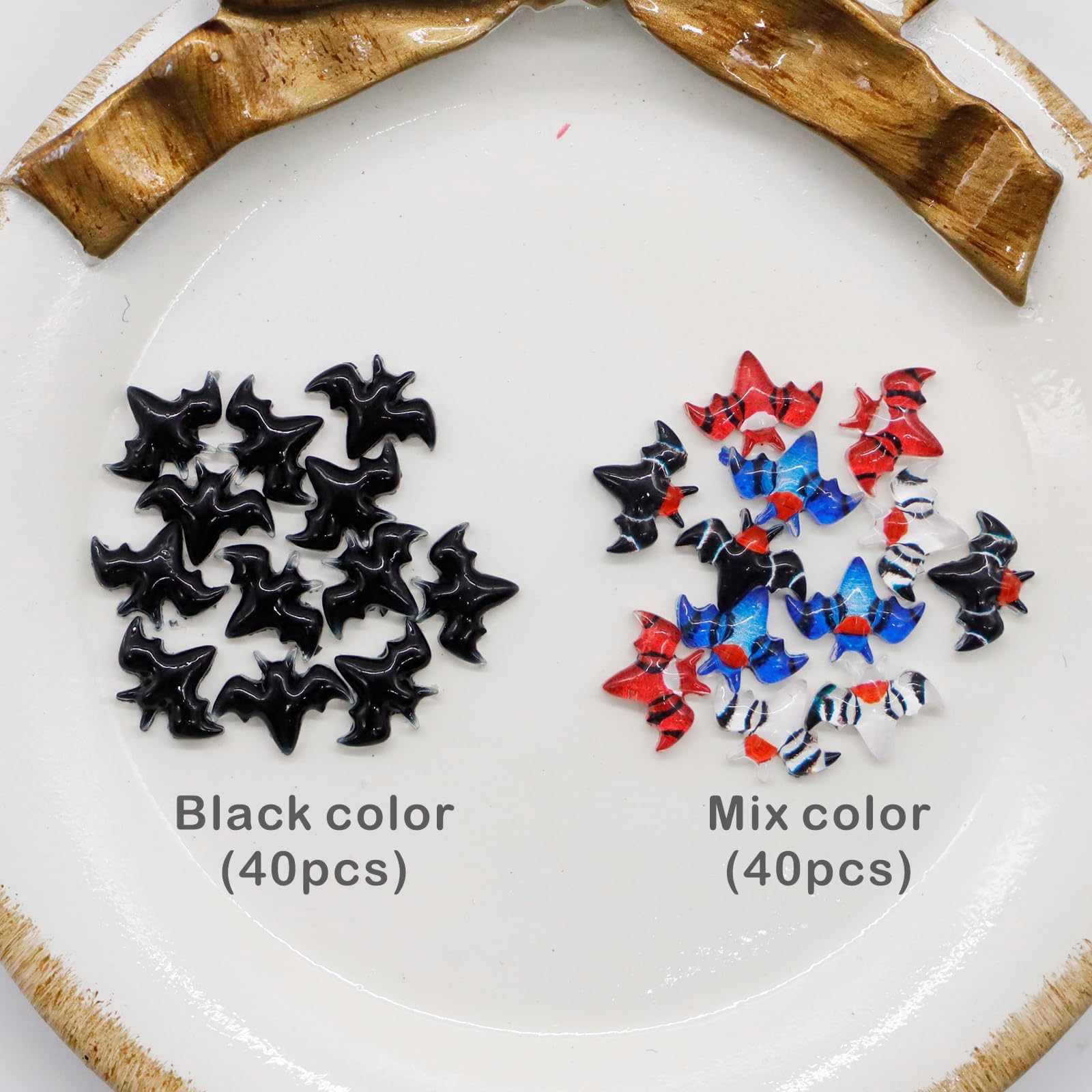 Micro Miniature Bats, Dollhouse Miniature Tiny Bats, Spooky Themed Cartoon Flat Back Bats, Mini Micro Landscaping Decoration (40 PCS)