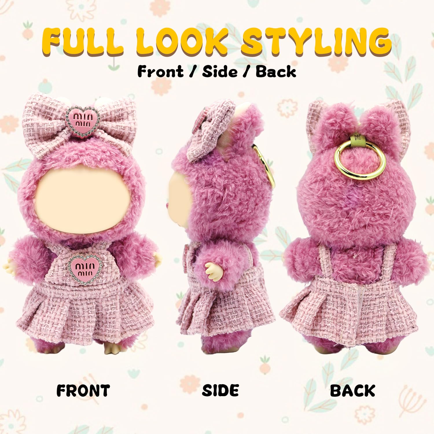 Lukxi Clothes for Lububu(NO Doll), Bowknot & Dress Set with Heart Badge, Cute Clothes for Dress up Unique Style, Stylish Clothes for Doll, Gifts