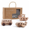 MINYMOON Wooden Toys for 1 Year Old - Montessori Baby Toy Set with Bus, Airplane & Boat - Minimalist Nursery Decor & Teething Safe Infant Toys