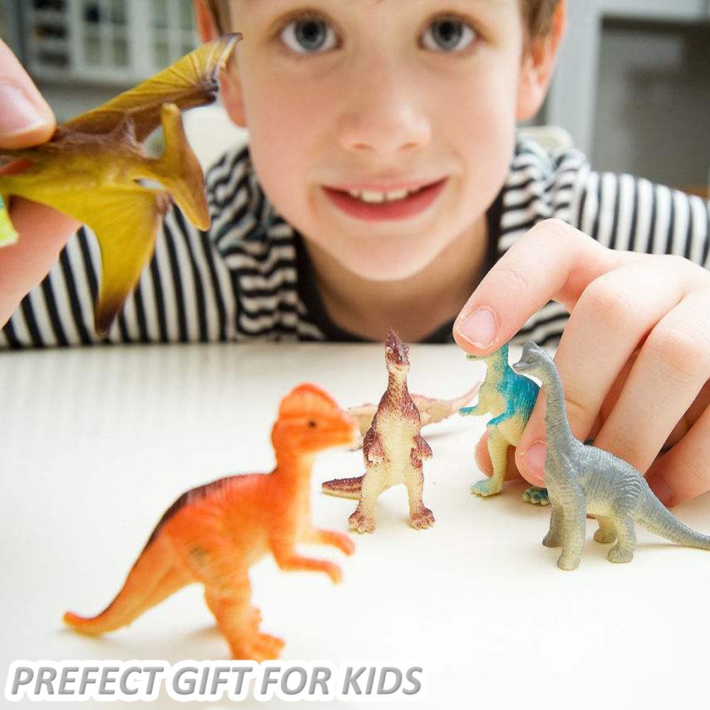 OuMuaMua Dinosaur Toys, Plastic Mini Dinosaur Figure Toy Set Including T-rex, Stegosaurus, Monoclonius for Kids Dinosaurs Birthday Party Favors