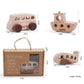 MINYMOON Wooden Toys for 1 Year Old - Montessori Baby Toy Set with Bus, Airplane & Boat - Minimalist Nursery Decor & Teething Safe Infant Toys