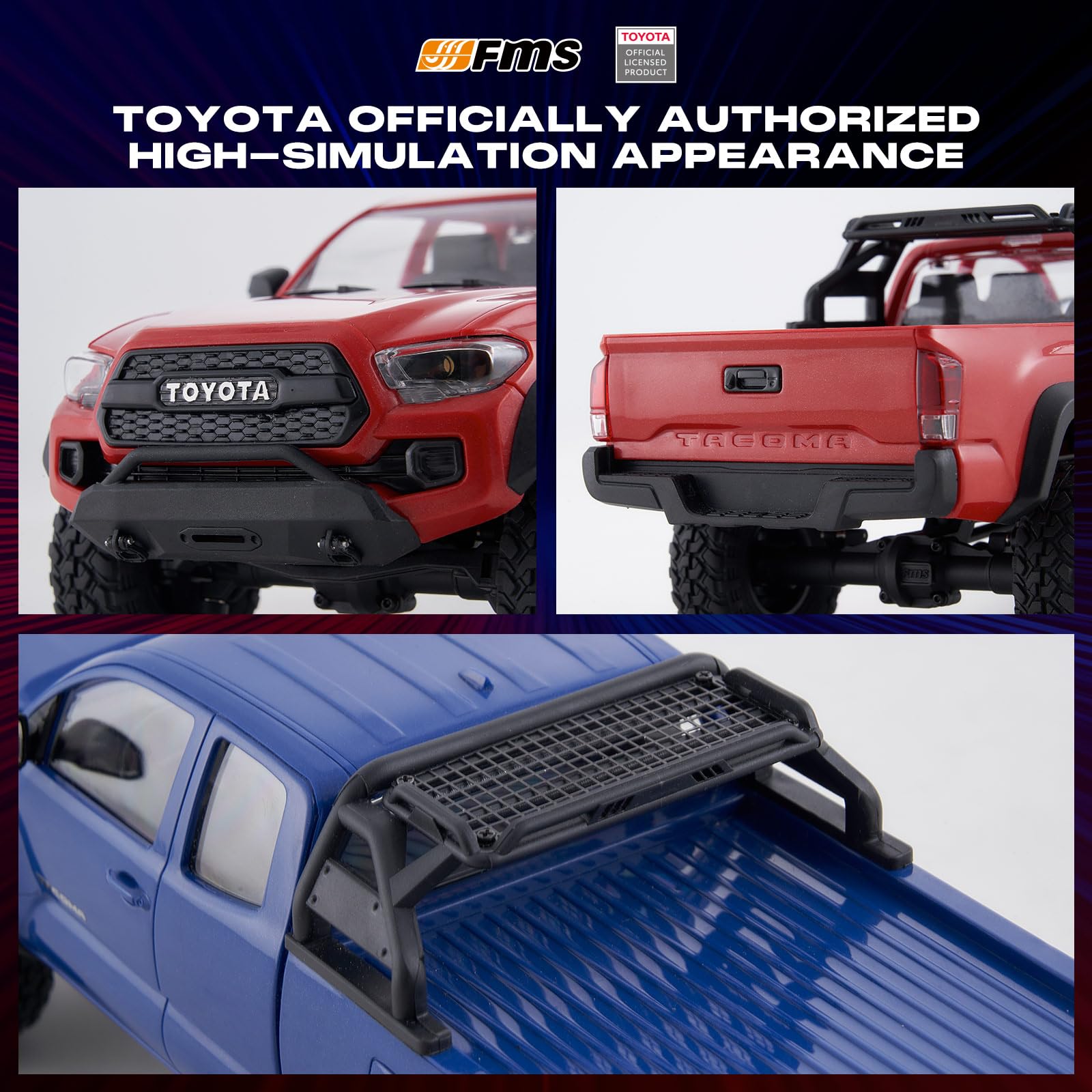 FMS FCX24 TOYOTA TACOMA 1/24 RC Crawler 4x4 RC Truck Crawler, Official Licensed Scale RC Rock Crawler with 2-Speed Transmission, High Torque Motor