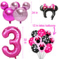 50pcs Pink Mouse Birthday Decorations 3 year old Girl Birthday Party Supplies Balloons Cake Topper Cupcake Topper