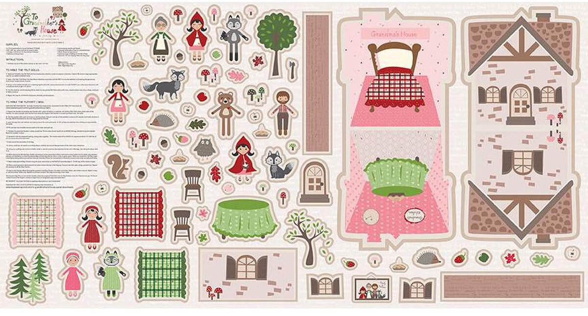 Jennifer Long to Grandmother's House Storybook Felt Doll and Bag Set 1 36" x 69" Panel Riley Blake