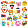 OURUOLA Summer-Hawaiian Luau Beach Party-Decorations Photo Booth - 25pcs DIY Props,Tropical Aloha Flamingo Glasses Photography Decor, Kid Adult Beach