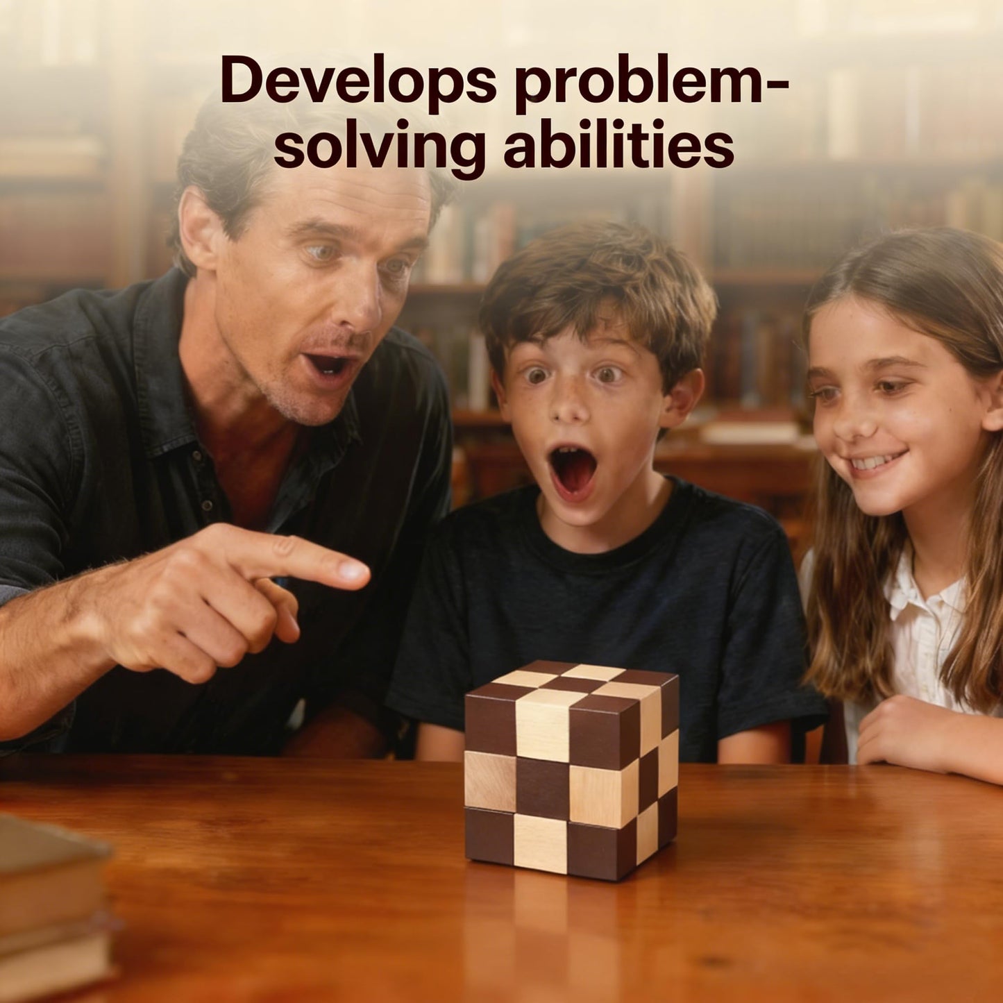 MAGIKON Brain Teaser Cube Puzzle Toy, Square Snake Cube Wooden