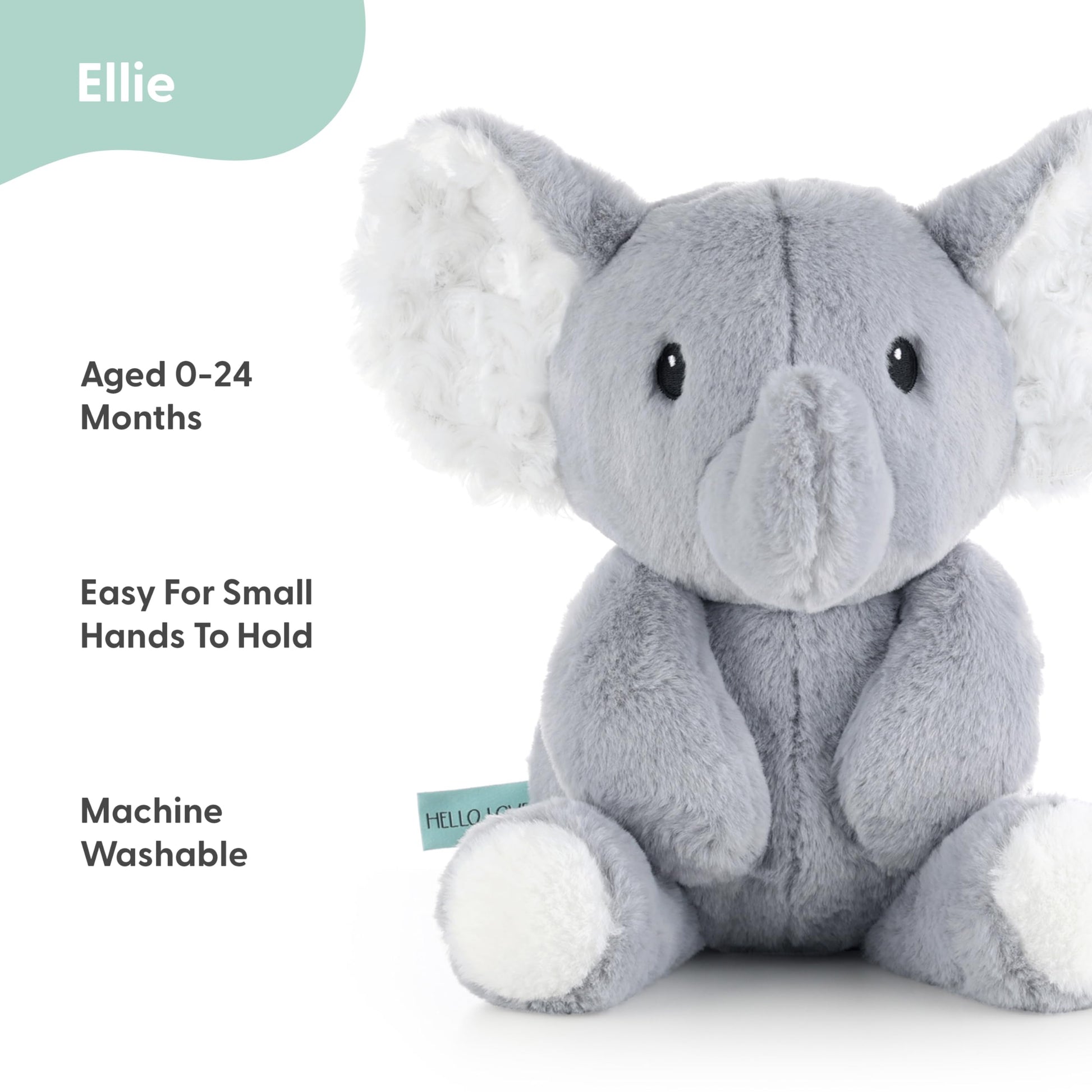 The Peanutshell Plush Elephant Stuffed Animal - 10 inch - Baby Safe - Machine Washable - Soft Elephant Baby Toys, Newborn Infant Toddler, Plushies
