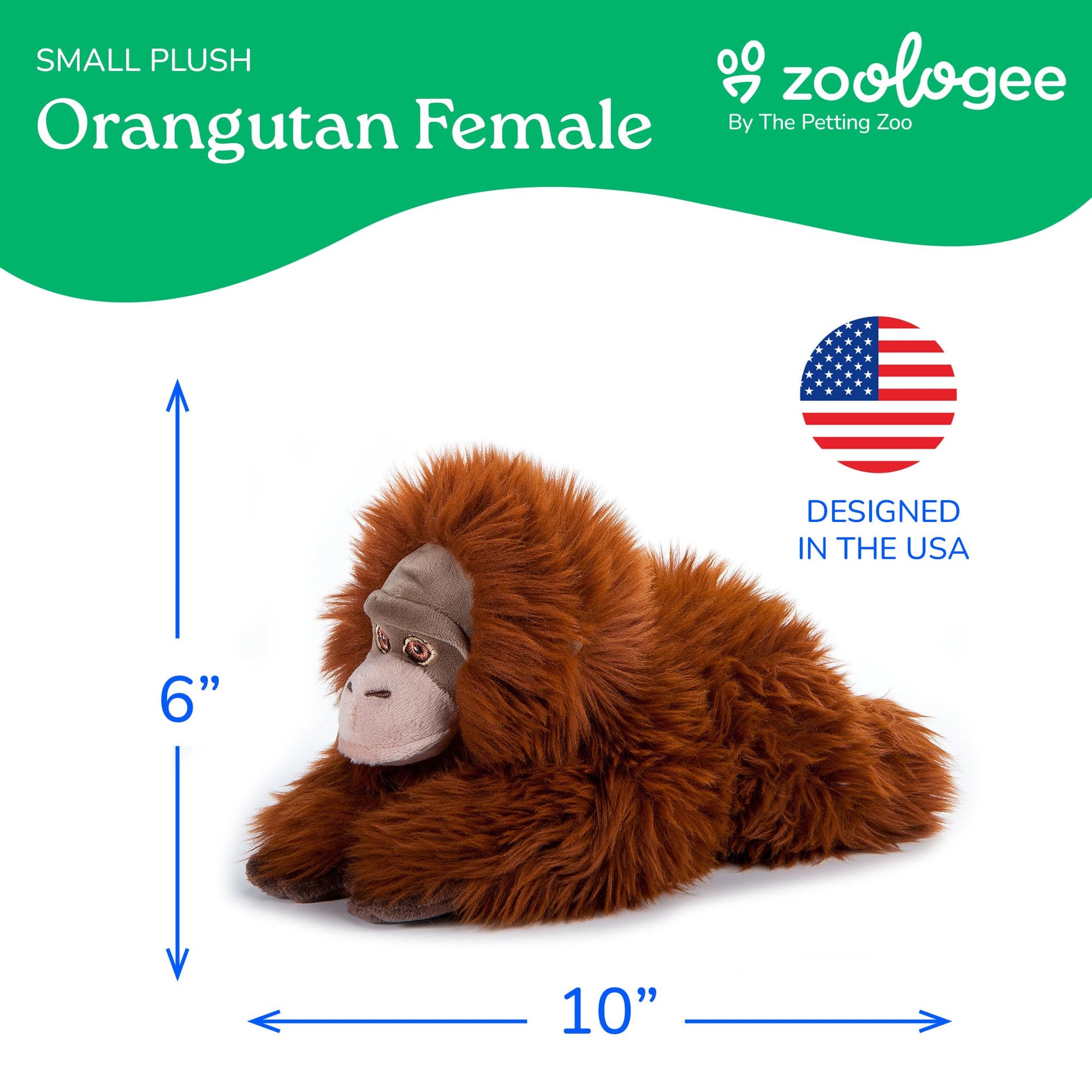 The Petting Zoo Female Orangutan Stuffed Animal Plushie, Gifts for Kids, Earth Keeperz Rainforest Animals, Zoologee Orange Female Orangutan Plush Toy