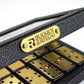Bucher&Rossini Metal Surface Dominoes Set Double 6 for Adults and Kids - Classic 28Pieces Gold Metal Surface Domino's Game Set Idea Gift Present