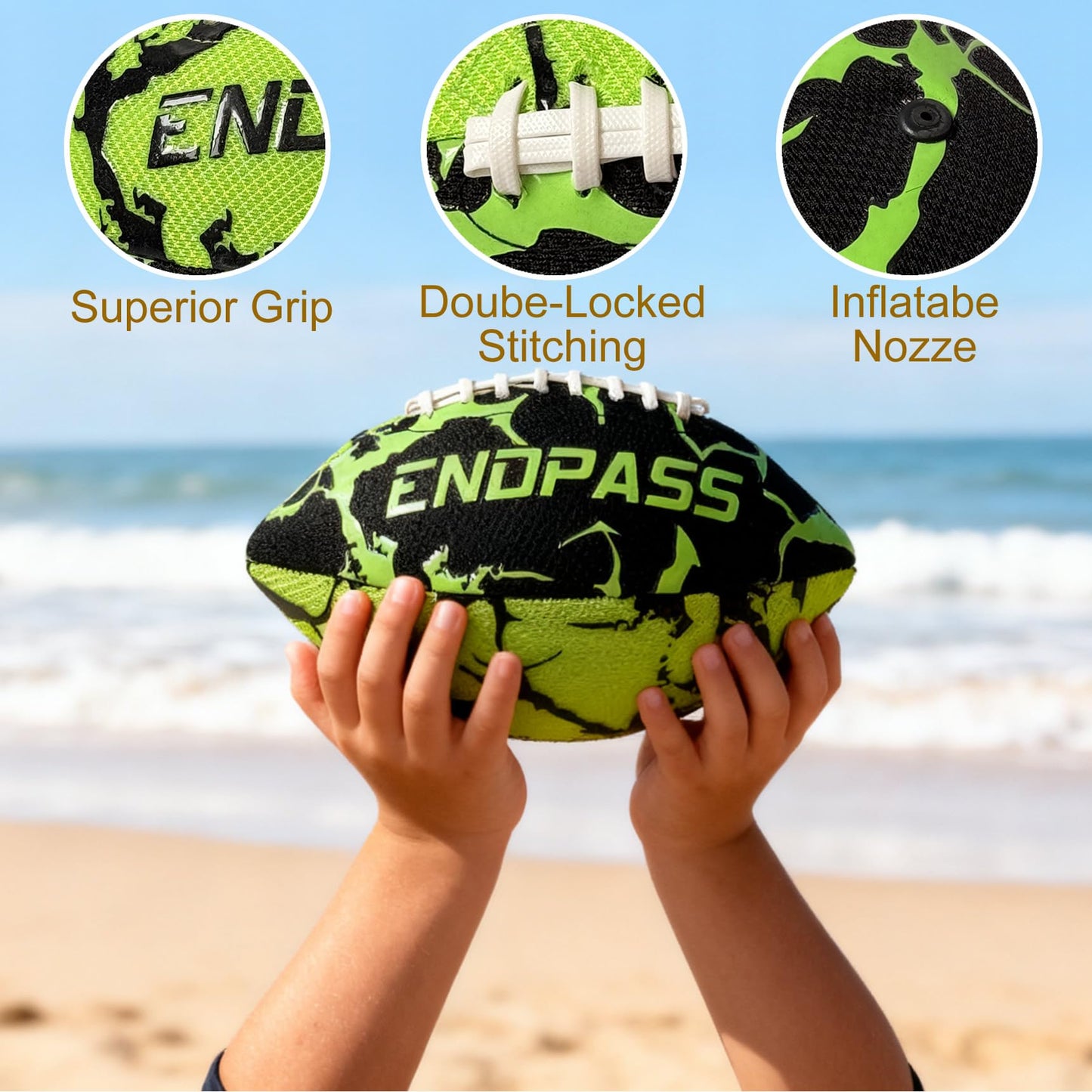 ENDPASS Waterproof Footballs for Pool & Beach Outdoor for All Ages