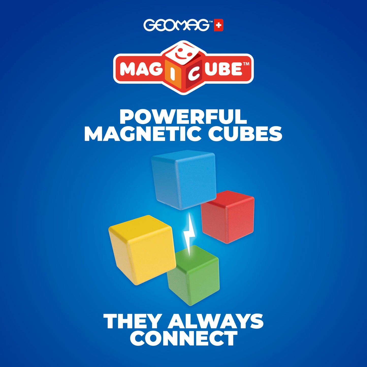 GEOMAG MagiCube Fruit 4-Piece Magnetic Cubes Building Set, Toddlers & Kids Ages 1.5+, STEM-Endorsed Educational Toy, Swiss-Made, Creativity & Early