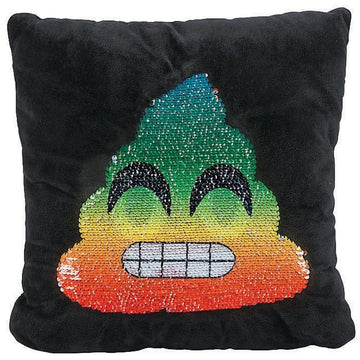 Fun Express 14" Rainbow Flipping Sequin Stuffed Poop Emoji Pillow