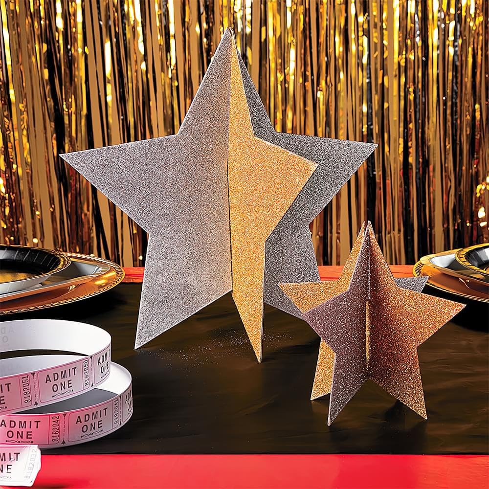 Fun Express - Gold & Silver Star Centerpieces (4pc) for Graduation - Party Decor - General Decor - Centerpieces - Graduation - 2 Pieces