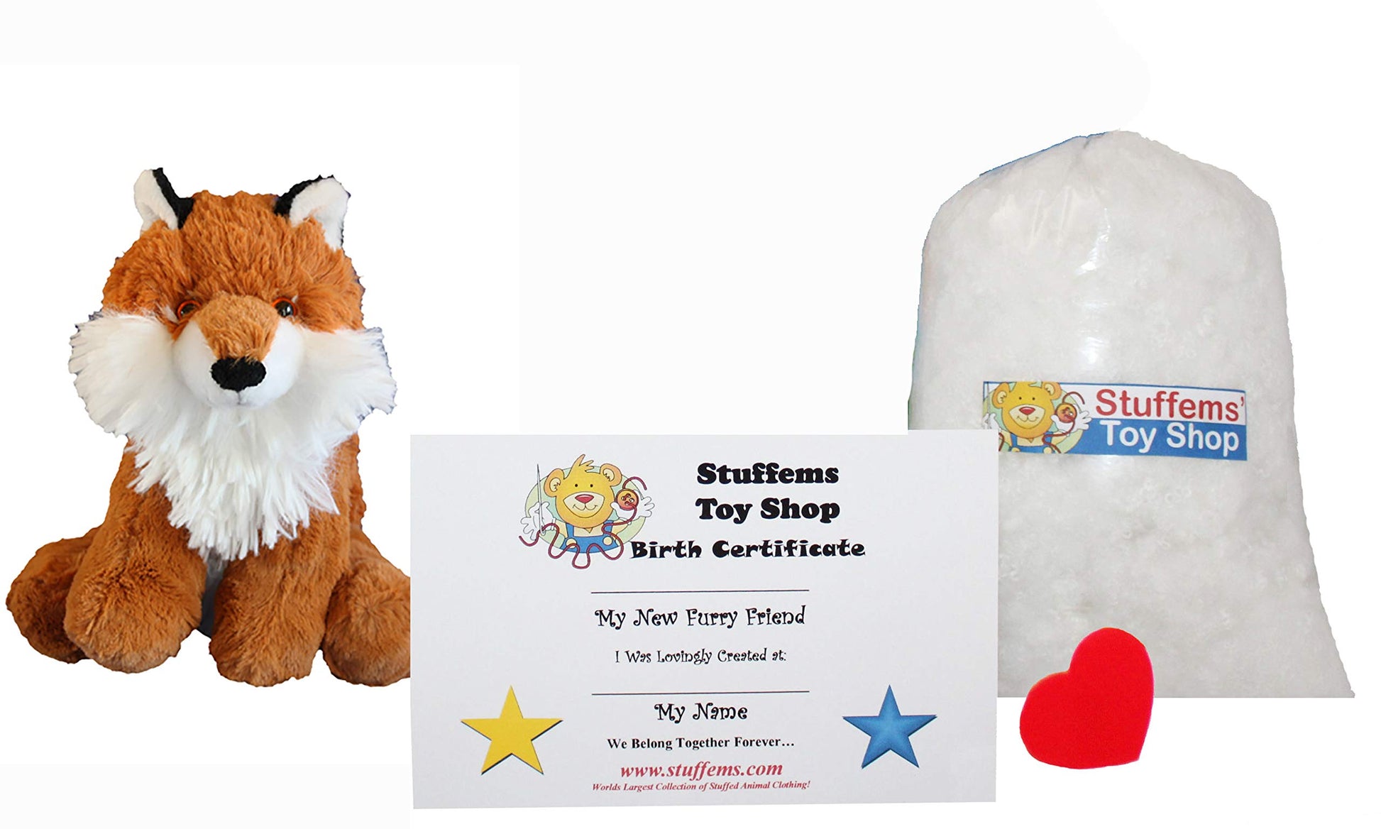 Stuffems Toy Shop Make Your Own Stuffed Animal Mini 8 Inch Super Fluffy Fox Kit - No Sewing Required!