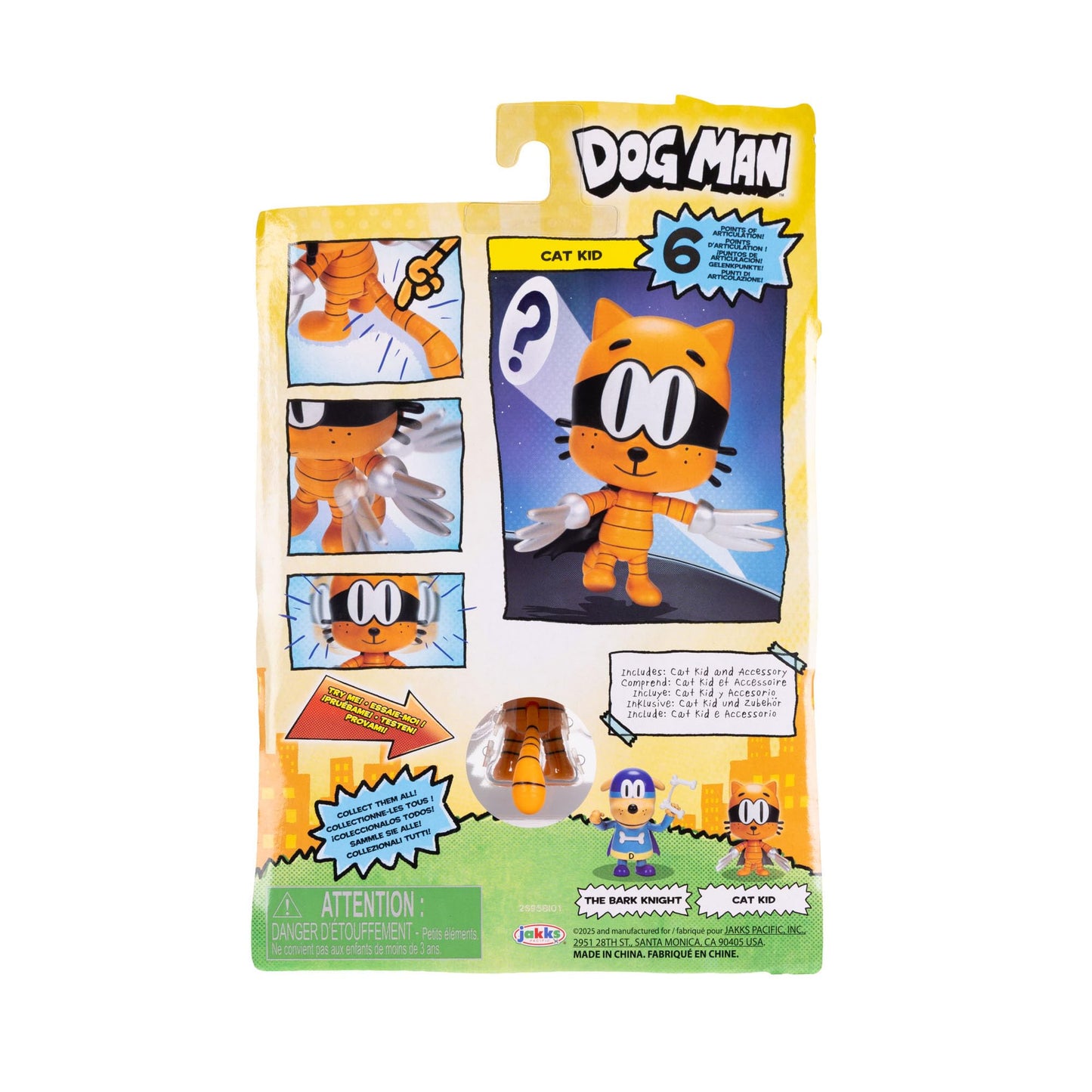 Dog Man 5" Scale Cat Kid Action Figure with Claw Accessory, 6 Points of Articulation