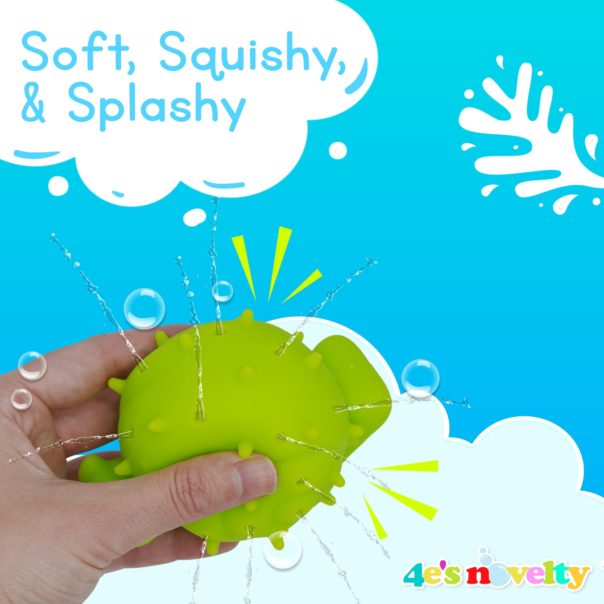 4E's Novelty Sea Animal Octopus Water Balls 4 Pack - Pool Toys Outdoor Activity Game Bath Tub Sensory Octopus Absorbent Splash Balls Bomb, Floating