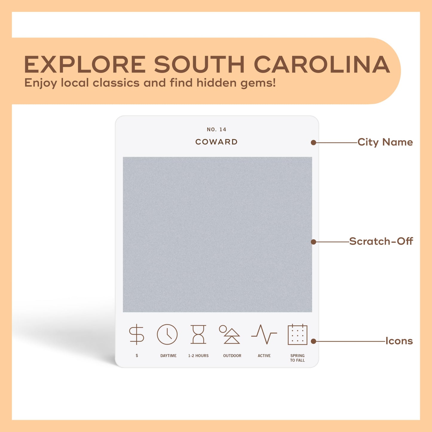 Reach International Outfitters South Carolina Adventure Bucket List - 50 Scratch-Off Cards for Outdoor Activities, Tourist Attractions, and Road Trips
