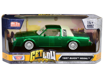 1987 Buick Regal Green Metallic with White Interior Get Low Series 1/24 Diecast Model Car by Motormax