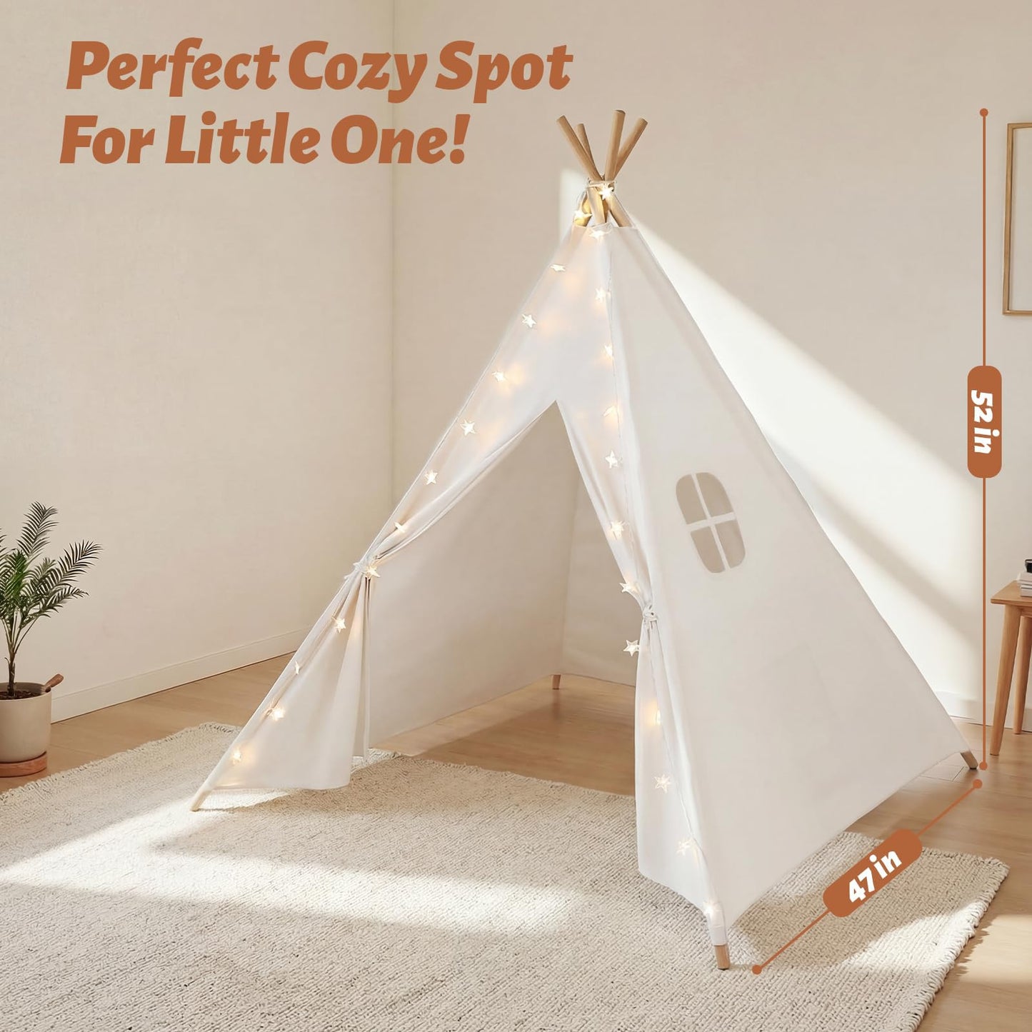 wilwolfer Kids Teepee Tent for Girls or Boys, Foldable Play Tent for Toddler Suit for Indoor and Outdoor Play, Protable Kids Playhouse Children
