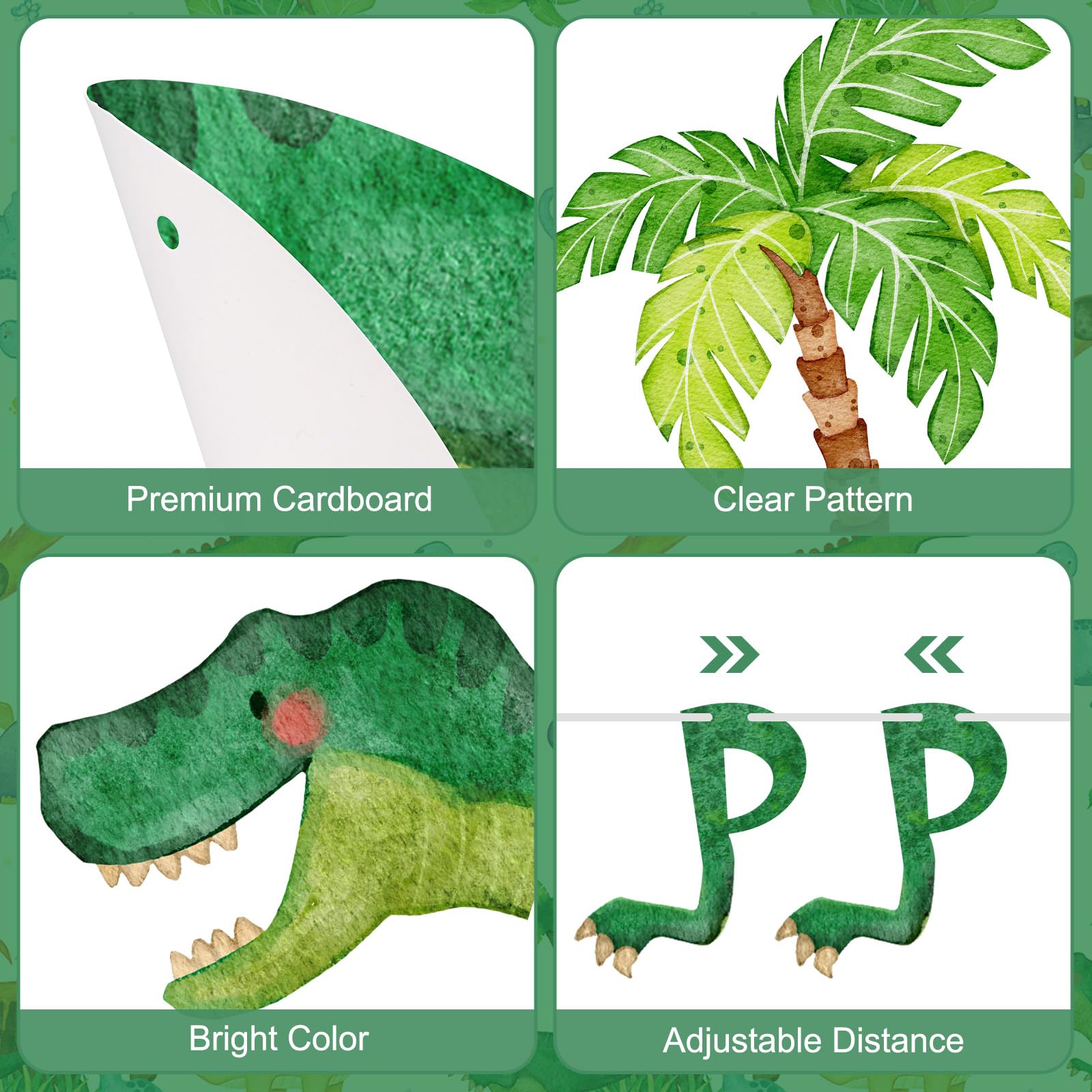Dinosaur Birthday Decorations Banner - DIY Paper Happy Birthday Banners, Green Animal Dino Bday Sign Garland Backdrop for Dinosaur Themed Indoor