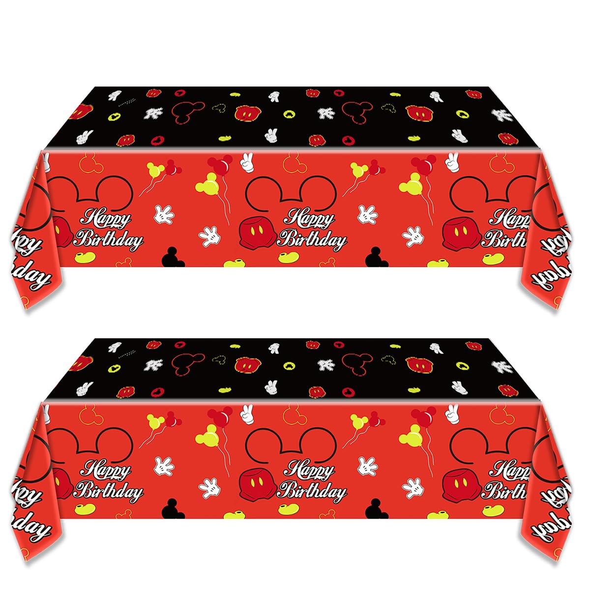 SHONHONG 2pcs Red Cartoon Mouse Party Tablecloth,Red Mouse Theme Birthday Decoration