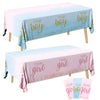 Gender Reveal Party Supplies - 3Pack Gender Reveal Tablecloth Team Boy or Girl Plastic Rectangle Table Cloth Pink Blue Baby Shower Table Decoration