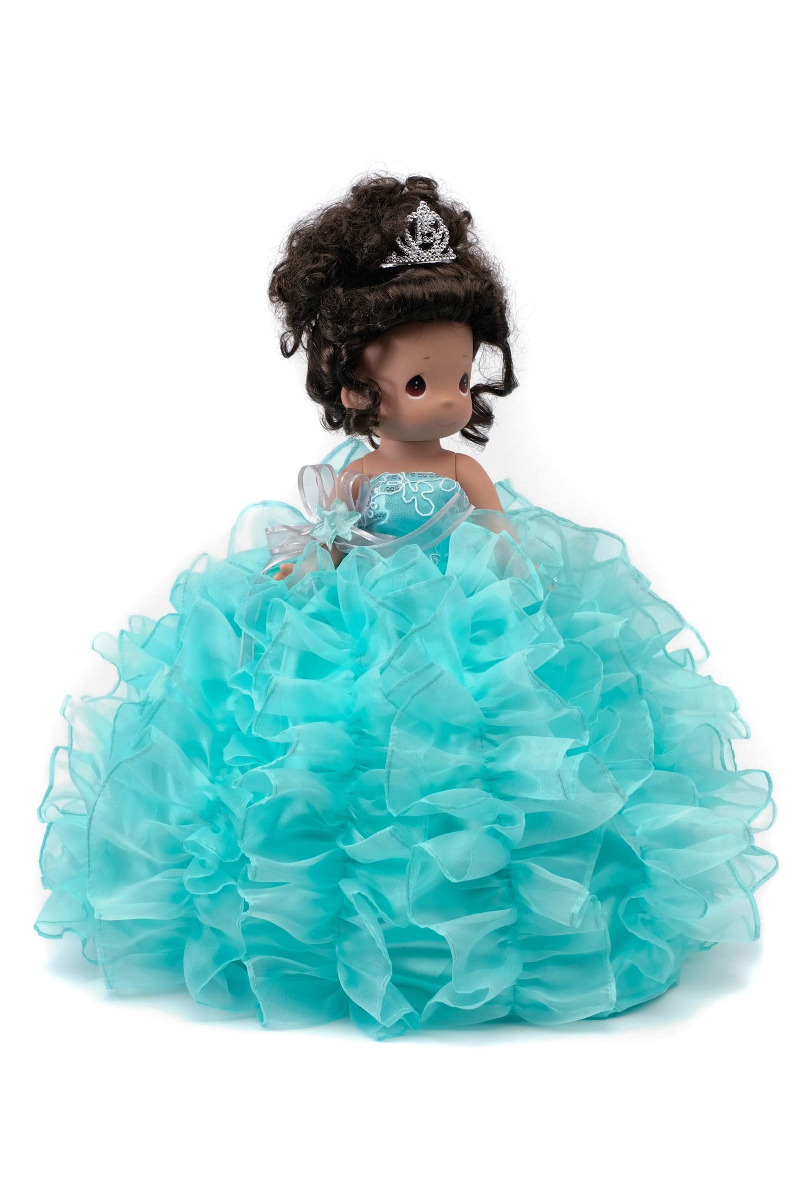 KINNEX COLLECTIONS SINCE 1997 17" Quinceañera Centerpiece Doll - Ruffled Gown, Mis Quince Años Table Decoration & Keepsake ARC8421-23R (Aqua)