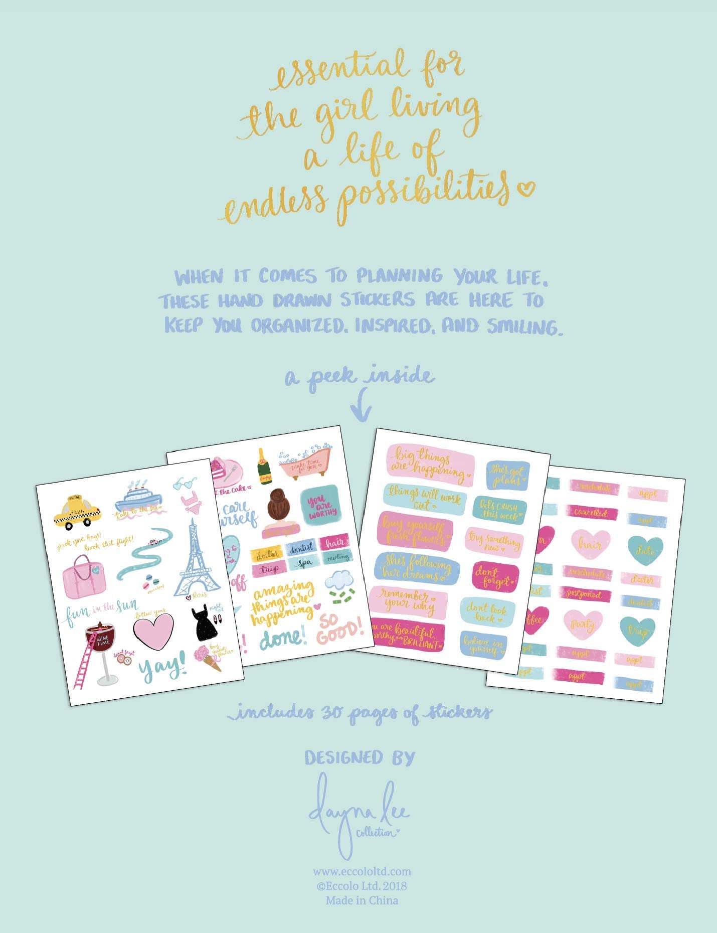 WORLD TRAVELER Eccolo Dayna Lee Collection “Stuck On You” Sticker Book, Following Her Dreams