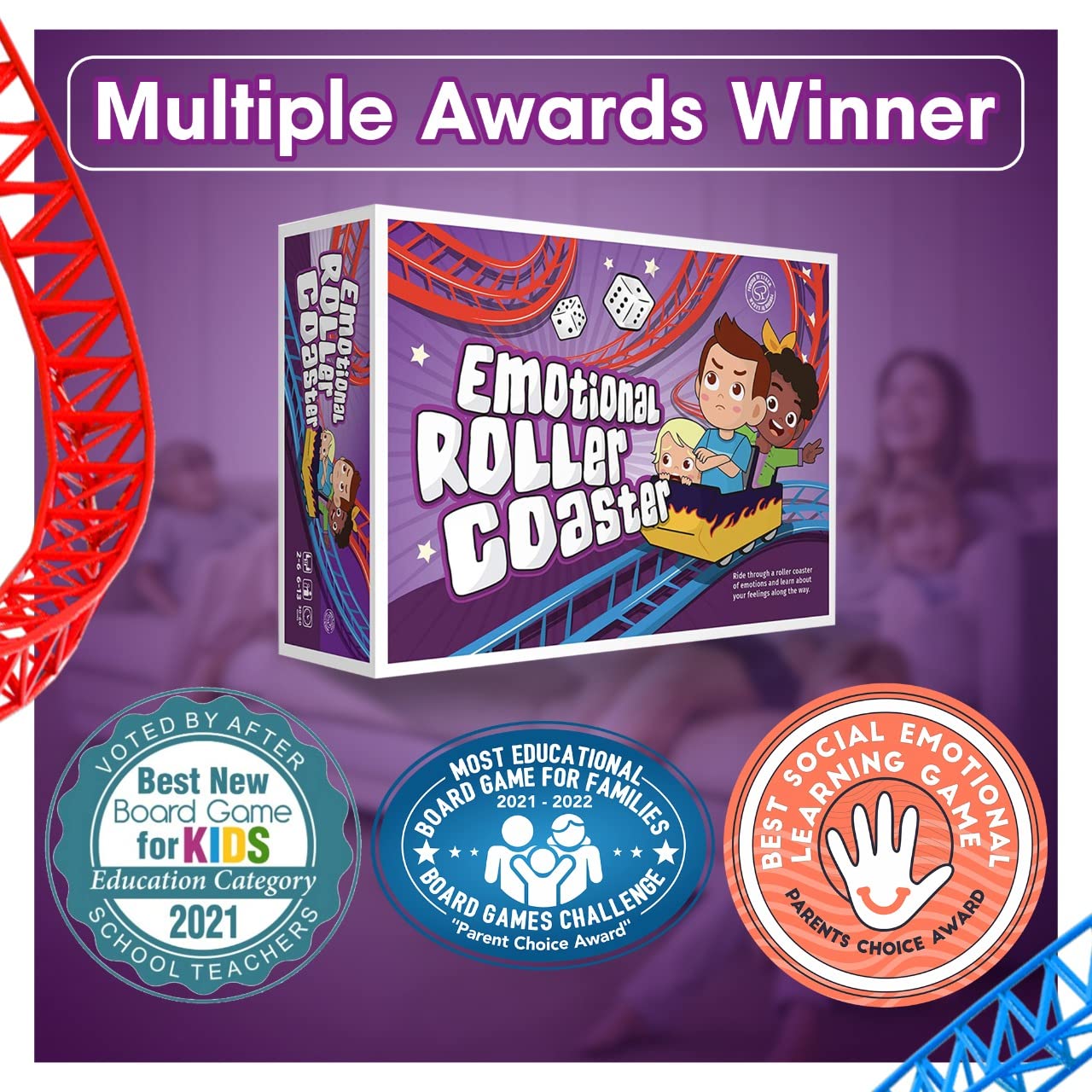 Emotional Rollercoaster | Anger Management Board Game For Kids & Families | Therapy Learning Resources | Anger Control Card Game | Emotion Board Games