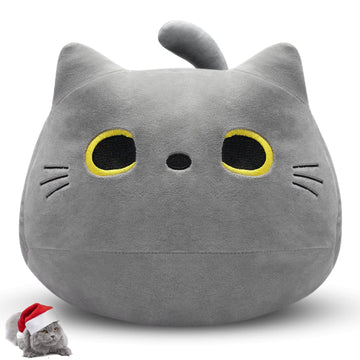 LSYDCARM Gray Cat Plush Pillows Toys, 12inch Kawaii Gray Cat Stuffed Animals Plush Toys, Cute Soft Cat Plushie Stuffed Kitten for Birthday Valentines