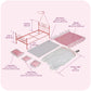 Badger Basket Starlights Metal Doll Bed - LED Canopy Bed Set Fits 18 Inch Dolls - Includes Mesh Drapes Decorative Pillows Reversible Blanket - Pretend