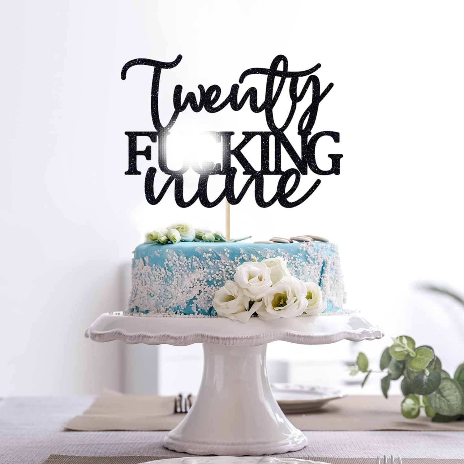 Unoggsor Twenty Fucking Nine Cake Topper - Happy 29th Birthday Cake Decor - Cheers to 29 Years Birthday Party Decorations Supplies, Black Glitter