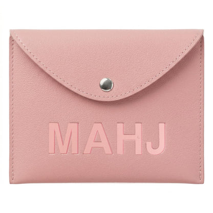 YCQDDA Mahjong Card Holder Sleeve for American Mahjong Cards, Pink PU Leather Mahjong Card Case Cover, Large Card Sleeve Protector with Snap Closure