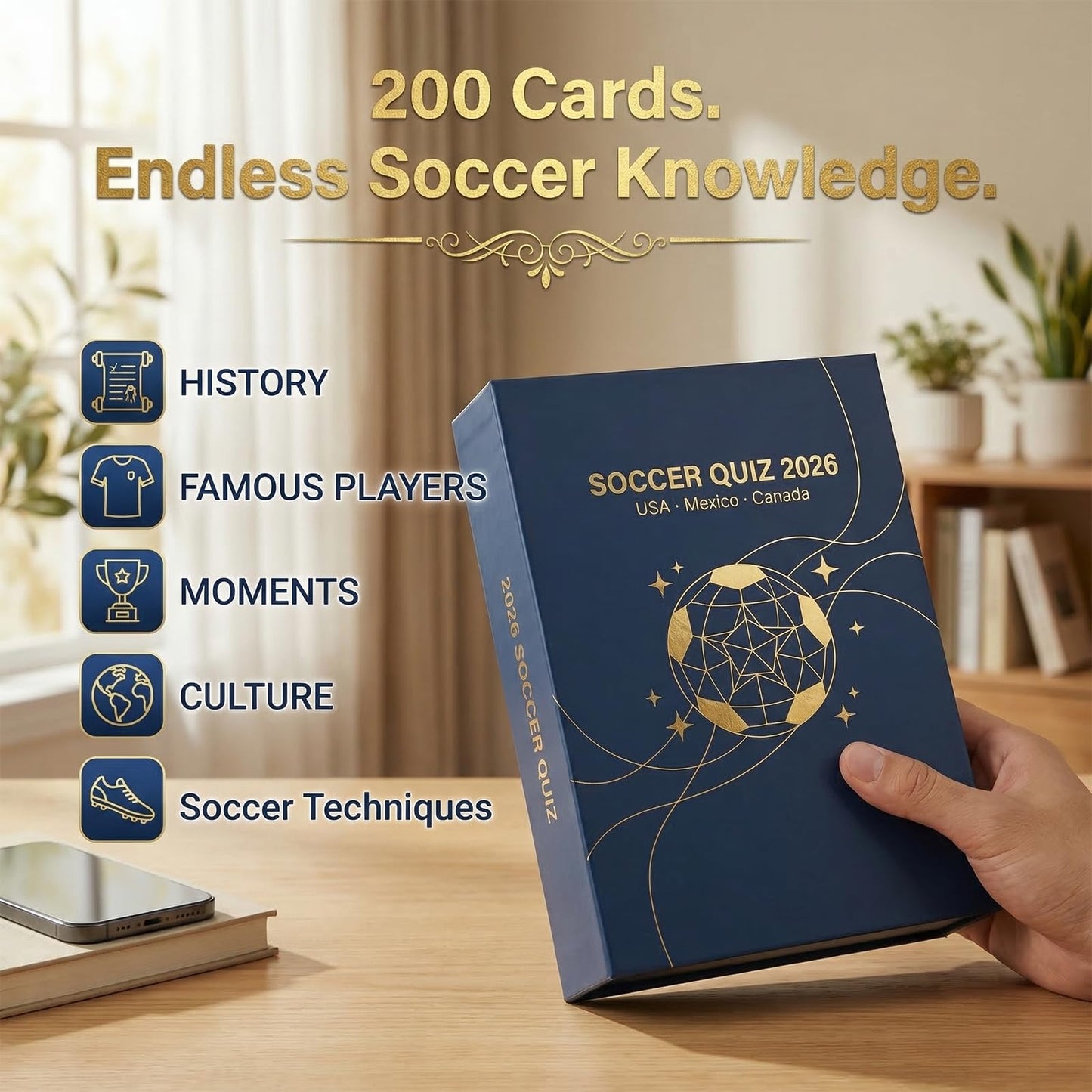 HDCooL Soccer Party Game for World Cup 2026 - 200 Question Cards for Adults, Teens & Families | World Cup 2026 Merchandise for Watch Parties & Game