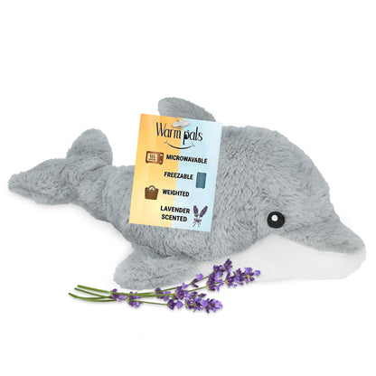 Dolphin - Microwavable & Weighted Plush Stuffed Animal - Heated Plushie for Warmth - Cute, Soft, Cozy Toy for Adults & Children (Boys, Girls