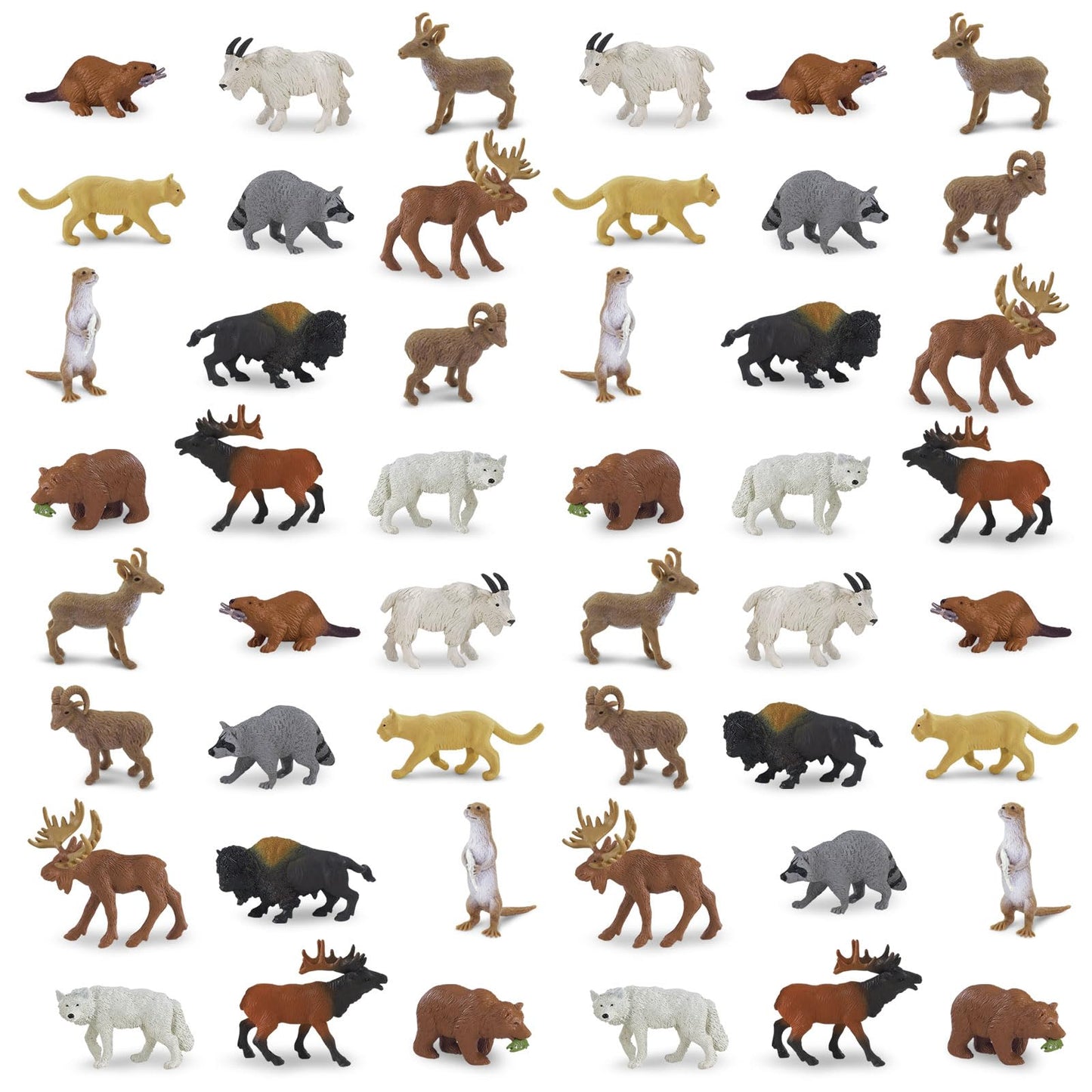 Safari Ltd. North American Wildlife Bulk Bag - Set of Miniature Wildlife Toy Figures - 48 Piece Play Toys for Boys, Girls & Kids Age 3+
