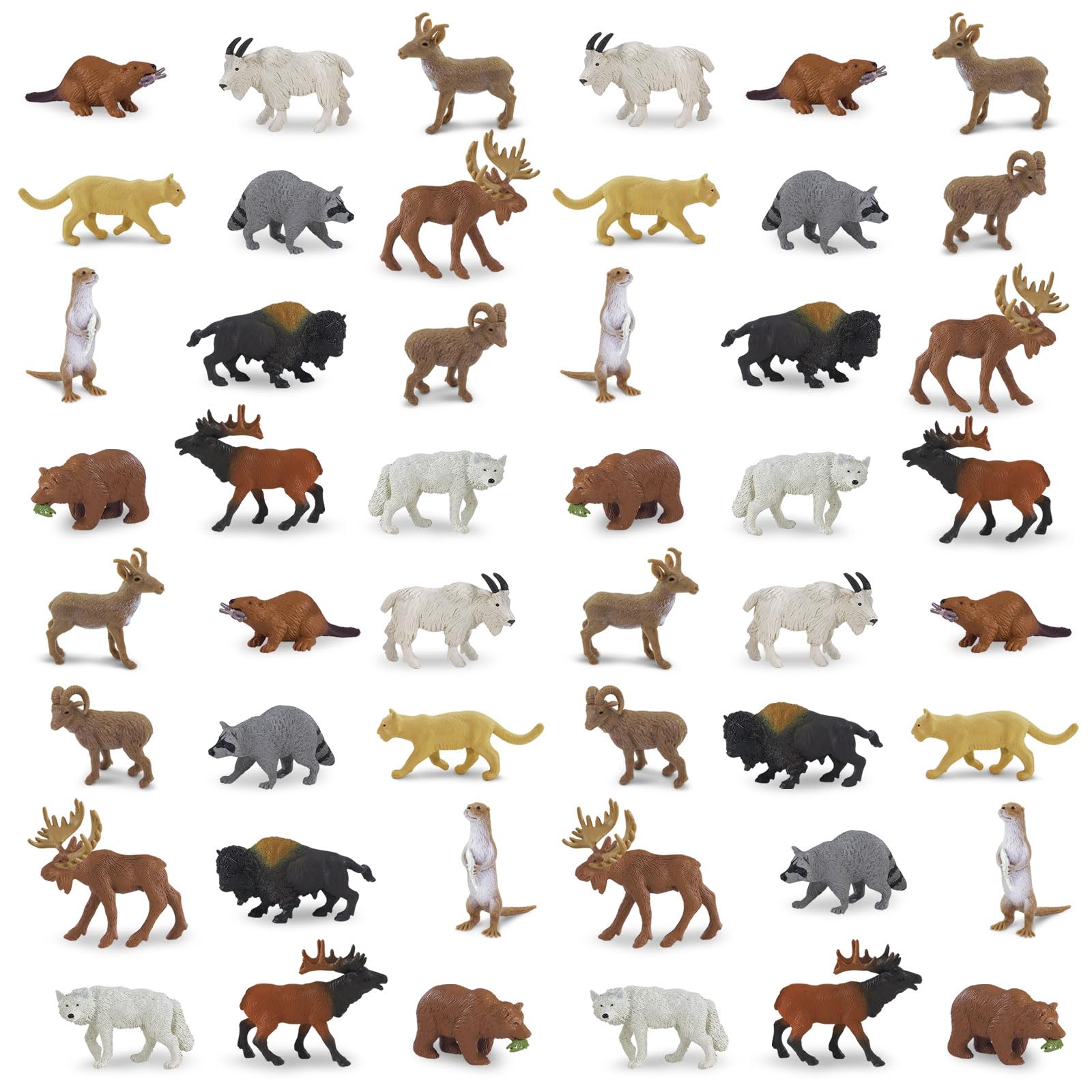 Safari Ltd. North American Wildlife Bulk Bag - Set of Miniature Wildlife Toy Figures - 48 Piece Play Toys for Boys, Girls & Kids Age 3+