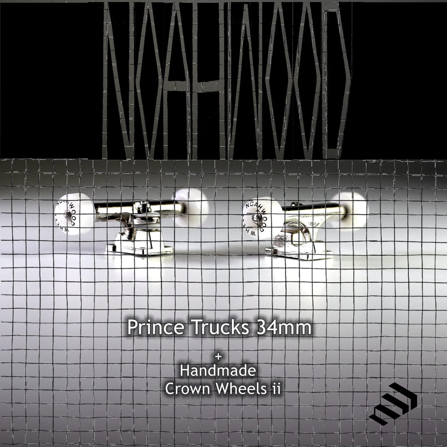 NOAHWOOD Wooden Fingerboard Complete Set (Noah Team 9S Short Nose Short Tail Deck) Hand Mould Made(+34mm Prince Silvery Trucks)(+NW Handmade PRO
