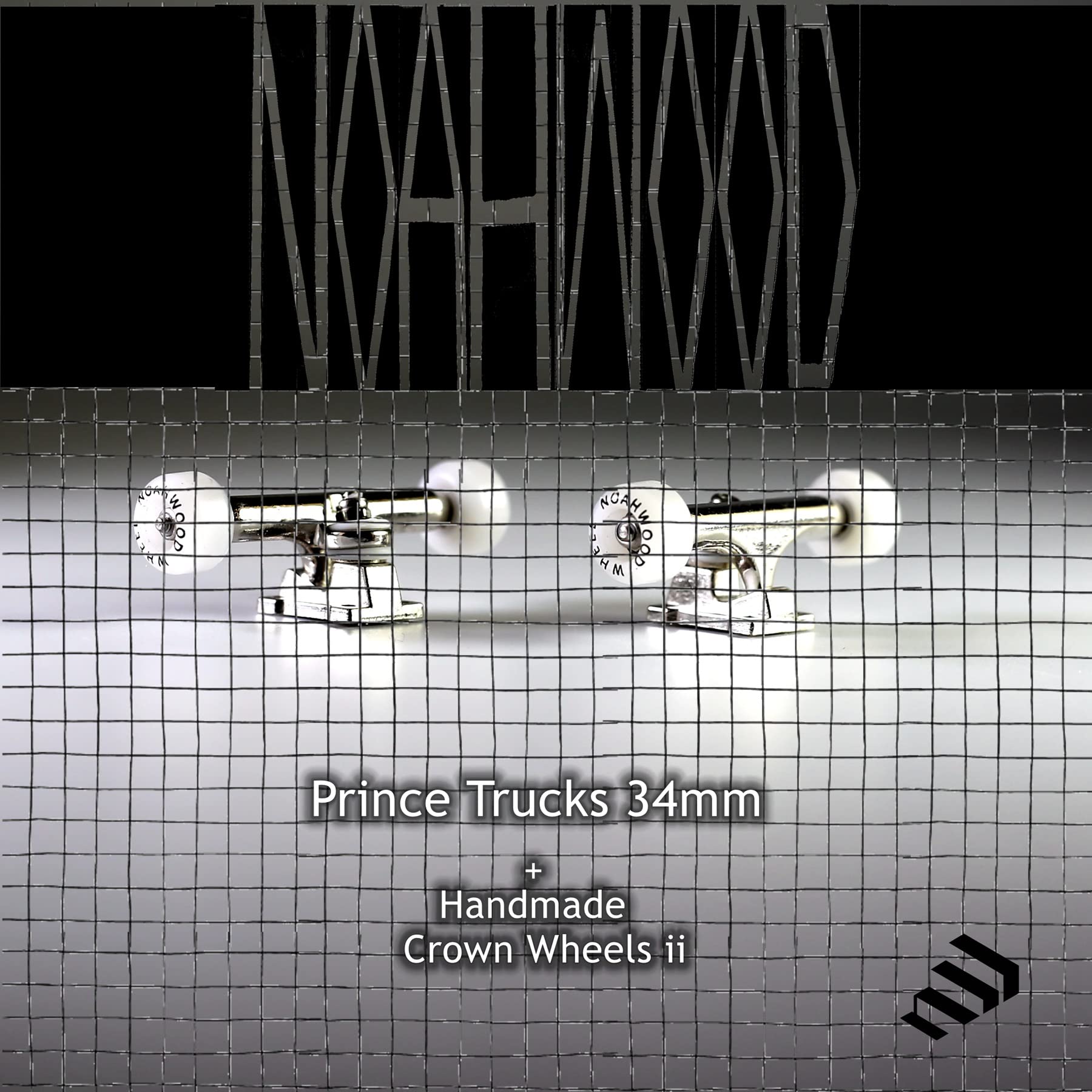 NOAHWOOD Wooden Fingerboard Complete Set (Noah Team 9S Short Nose Short Tail Deck) Hand Mould Made(+34mm Prince Silvery Trucks)(+NW Handmade PRO