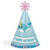 Big Dot of Happiness Narwhal Girl - Cone Happy Birthday Party Hats for Kids and Adults - Set of 8 (Standard Size)