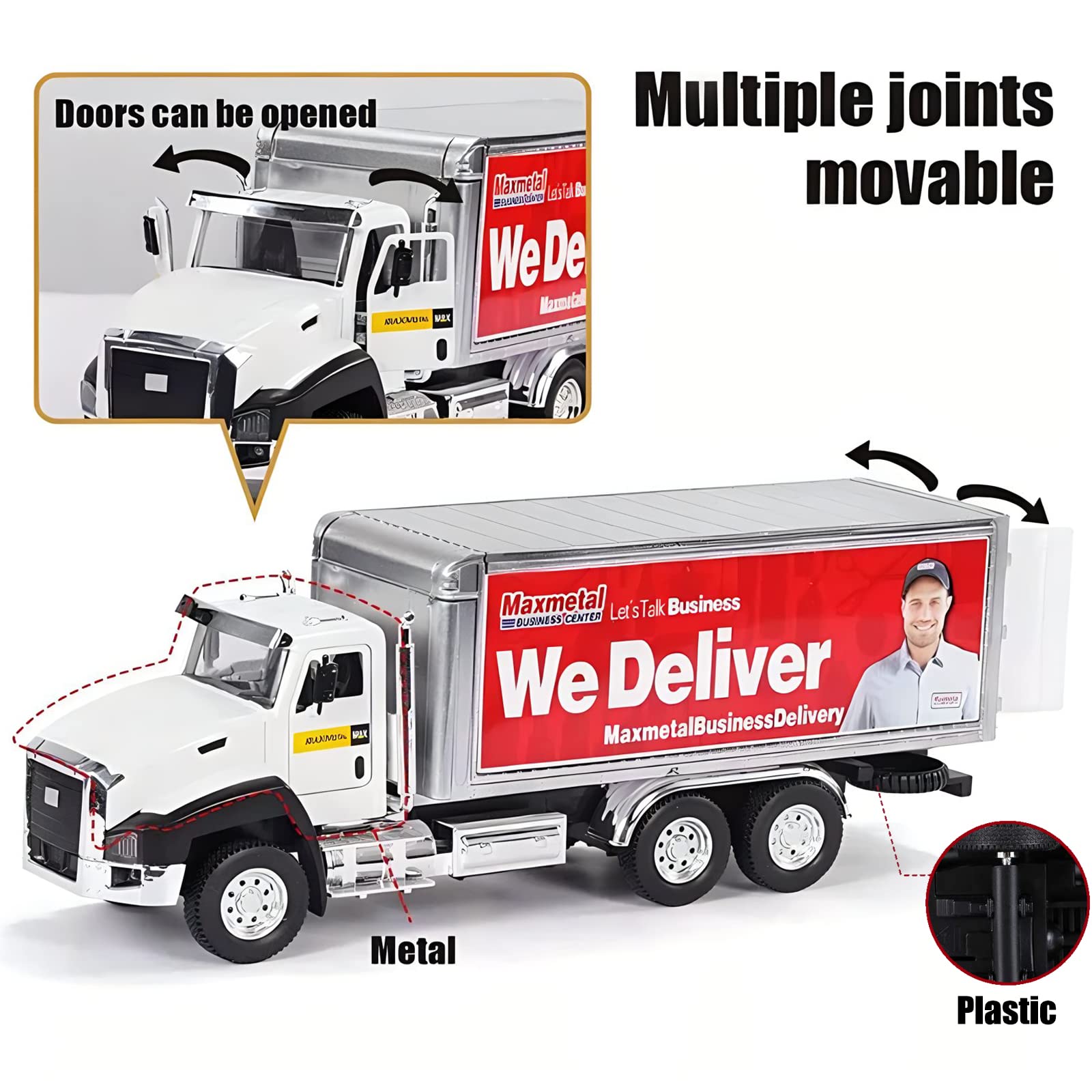 3 Pack City Diecast Semi Trucks Transport Set - Big Toy Garbage Truck, Oil Tanker, & Transport Vehicle Toy with Pull Back Action - 1/50 Scale Metal