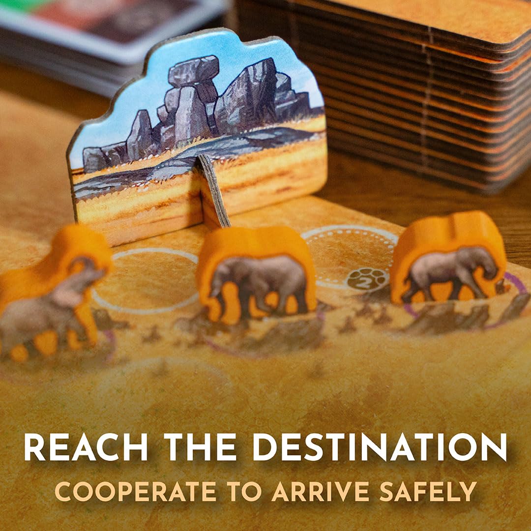 Tembo: Survival On The Savanna Board Game, Guide Your Elephant Herd Across Dangerous Terrain, A Cooperative Strategic Game for Families and Adults