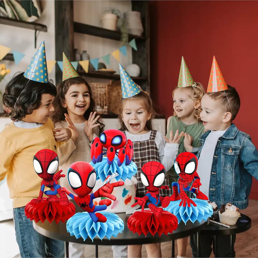 8Pcs Spider and Friends Honeycomb Table Centerpiece, Spider and Friends Birthday Party Supplies Table Decorations for Kids Party Decorations