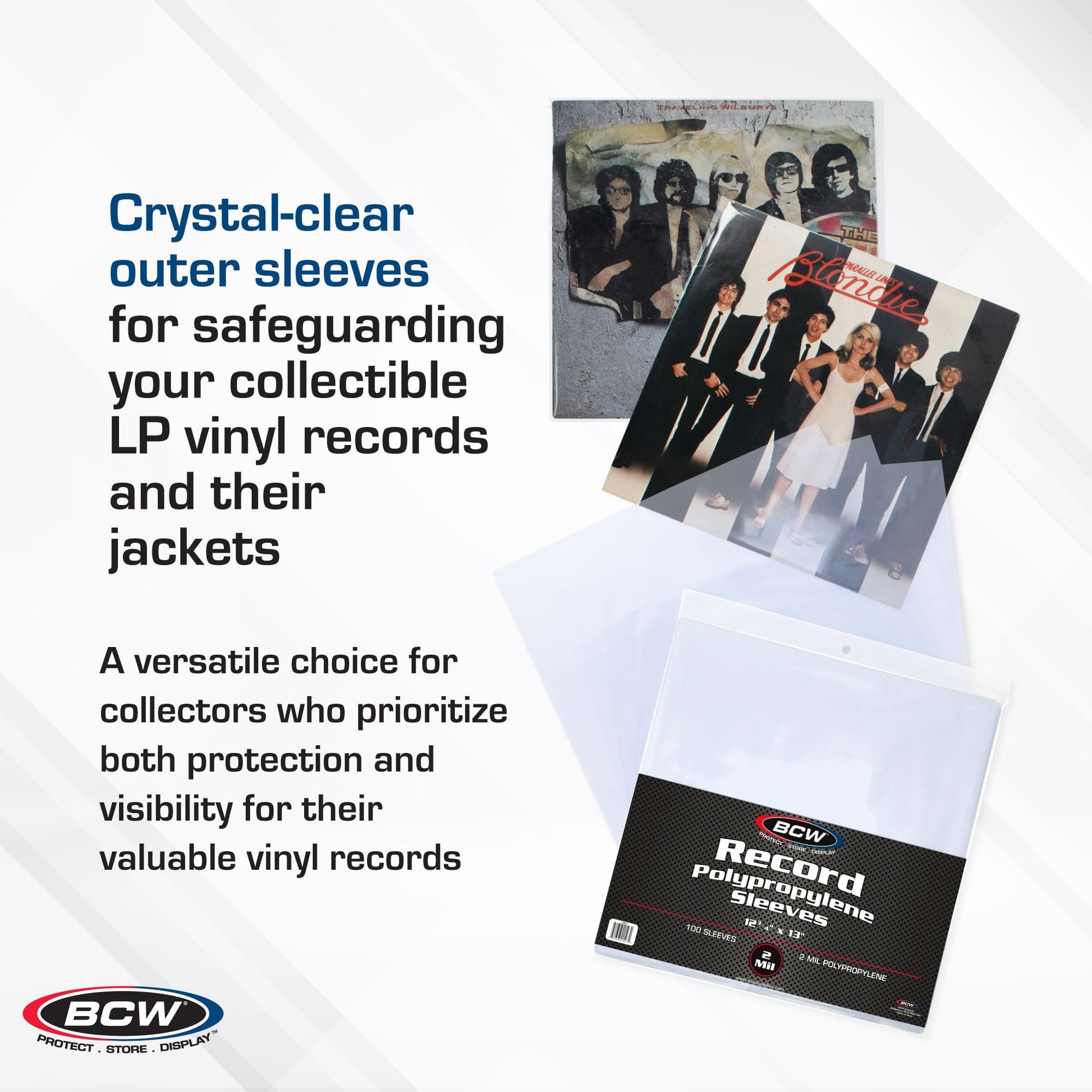 BCW 33 RPM Record Sleeves | Polypropylene Vinyl Record Outer Sleeves | 2 mil Thickness | Vinyl Record Album Protectors | (200 Pack)