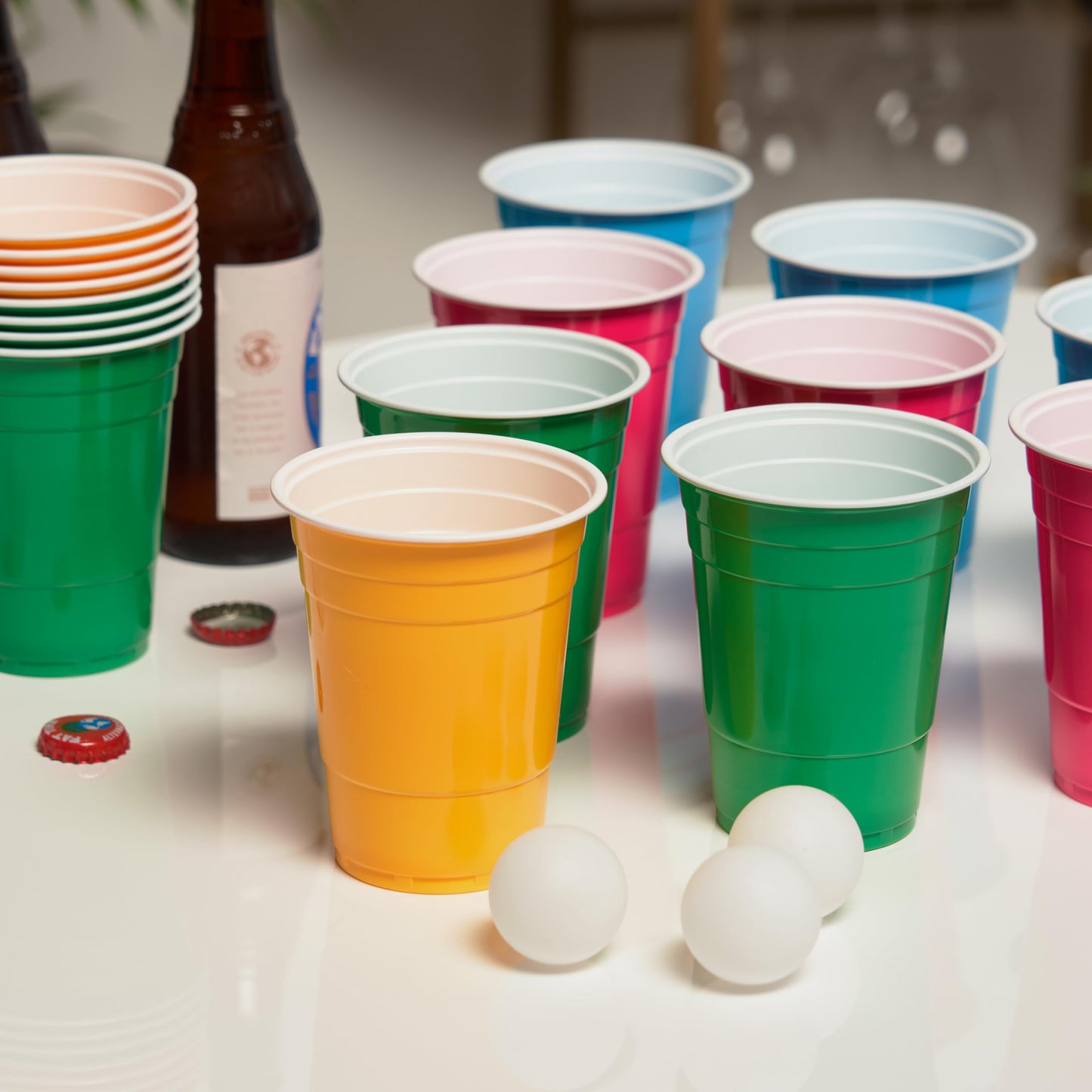 True Neon Kit, Beer Multicolor Set of 24 Cups and 4 Ping Pong Balls, Set of 1, Assorted