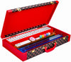 American Mahjong Set 166 Tiles, Complete Mahjong Game Kit with Portable Leather Suitcase, 4 Racks, 2 Storage Trays, Dice, Wind Indicator, Chips, Full
