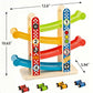 Wooden Car Ramp Race Track for Toddlers 1-3 - Montessori Toys for 1 2 3 Year Old Boy, Toddler Toys for 2 Year Old Boy and Girl, 4 Cars, Fine Motor
