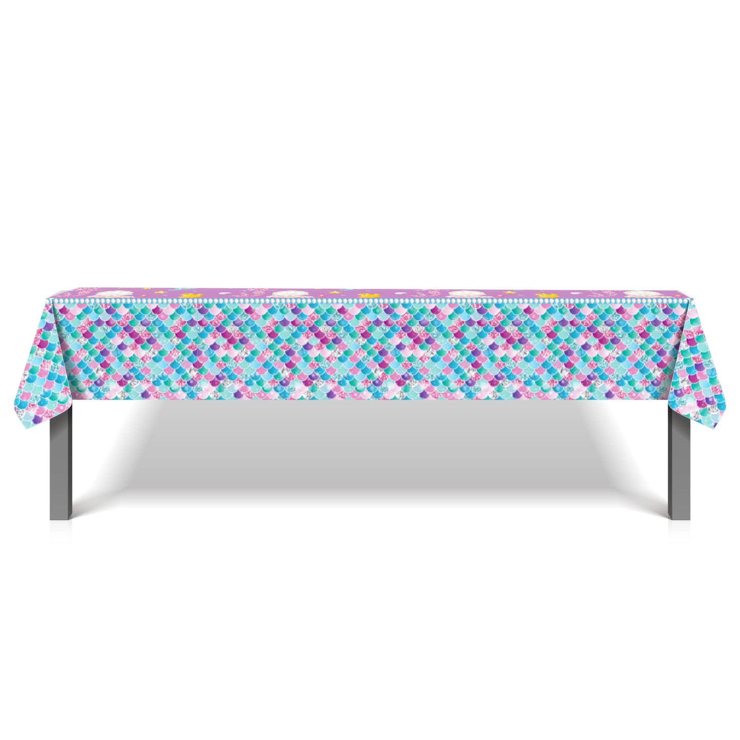 Partystadl 2 Pcs Mermaid Tablecloth, Under the Sea Table Cloth Disposable Rectangular Plastic Table Cover for Kids Girls Summer Mermaid Themed