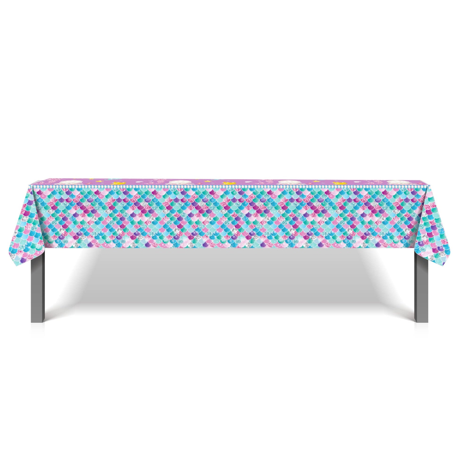 Partystadl 2 Pcs Mermaid Tablecloth, Under the Sea Table Cloth Disposable Rectangular Plastic Table Cover for Kids Girls Summer Mermaid Themed